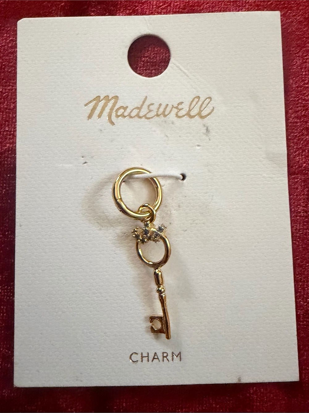 Madewell Gold Key Charm with Crystal Accent